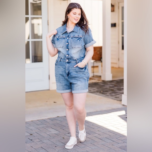 Judy Blue Denim Romper - Picture 2 of 3